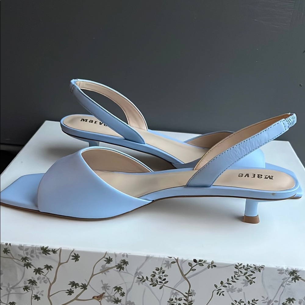 Maeve Light Blue Slingback Heels - Picture 4 of 13